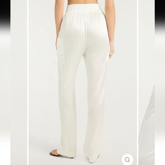 NWT$395 Cinq a Sept Sarie High Rise Cargo Pocket Ivory Track Pants Trousers Sz S - Picture 7 of 16